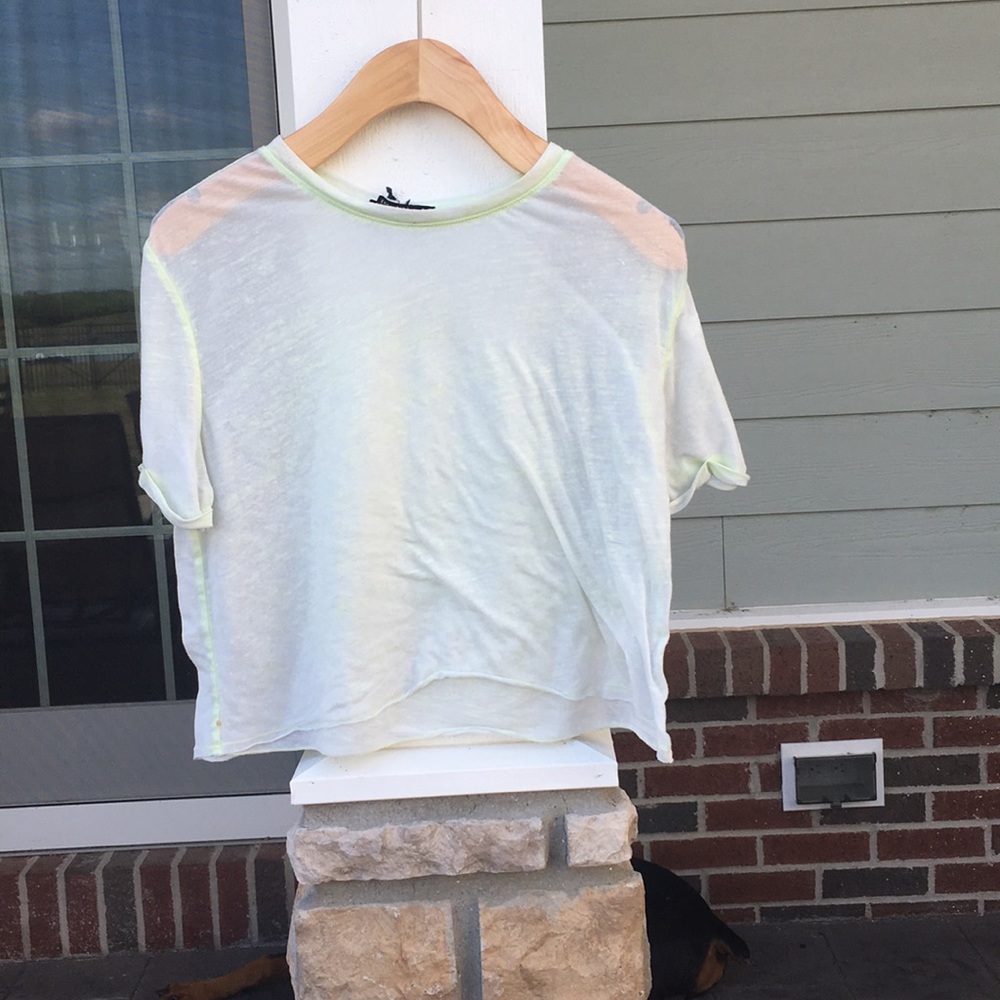 See through neon green crop top